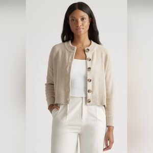 Quince 100% Organic Cotton Cropped Cardigan Sweater